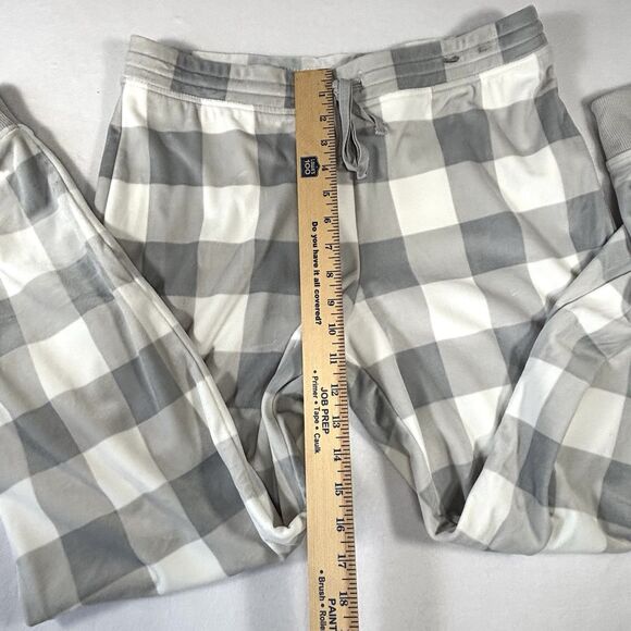 2 Pc Rachel Zoe Pajama Set Gray Plaid Velour Plush Jogger Style Pants - Picture 9 of 12